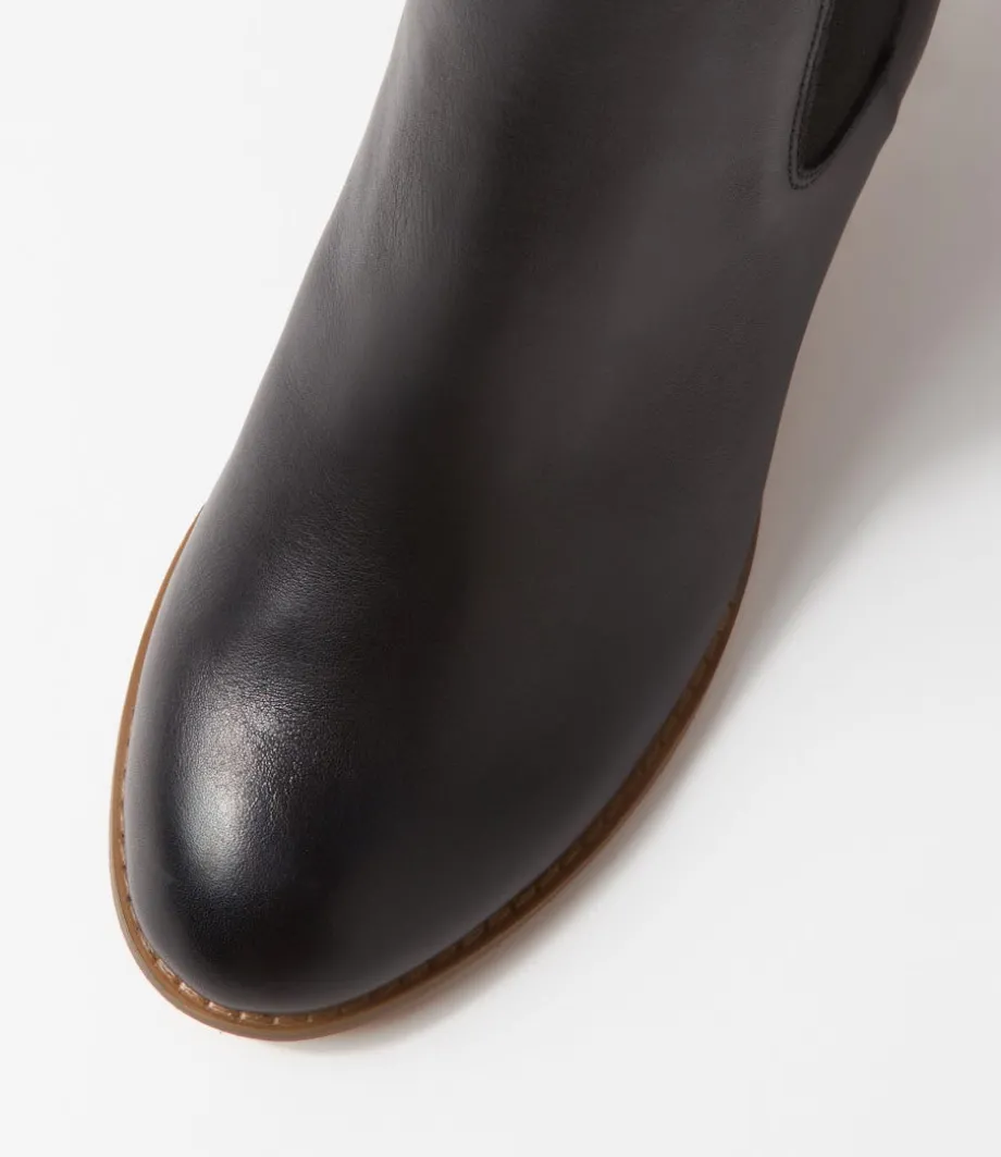 Sebasy Black Natural Heel Leather Chelsea Boots