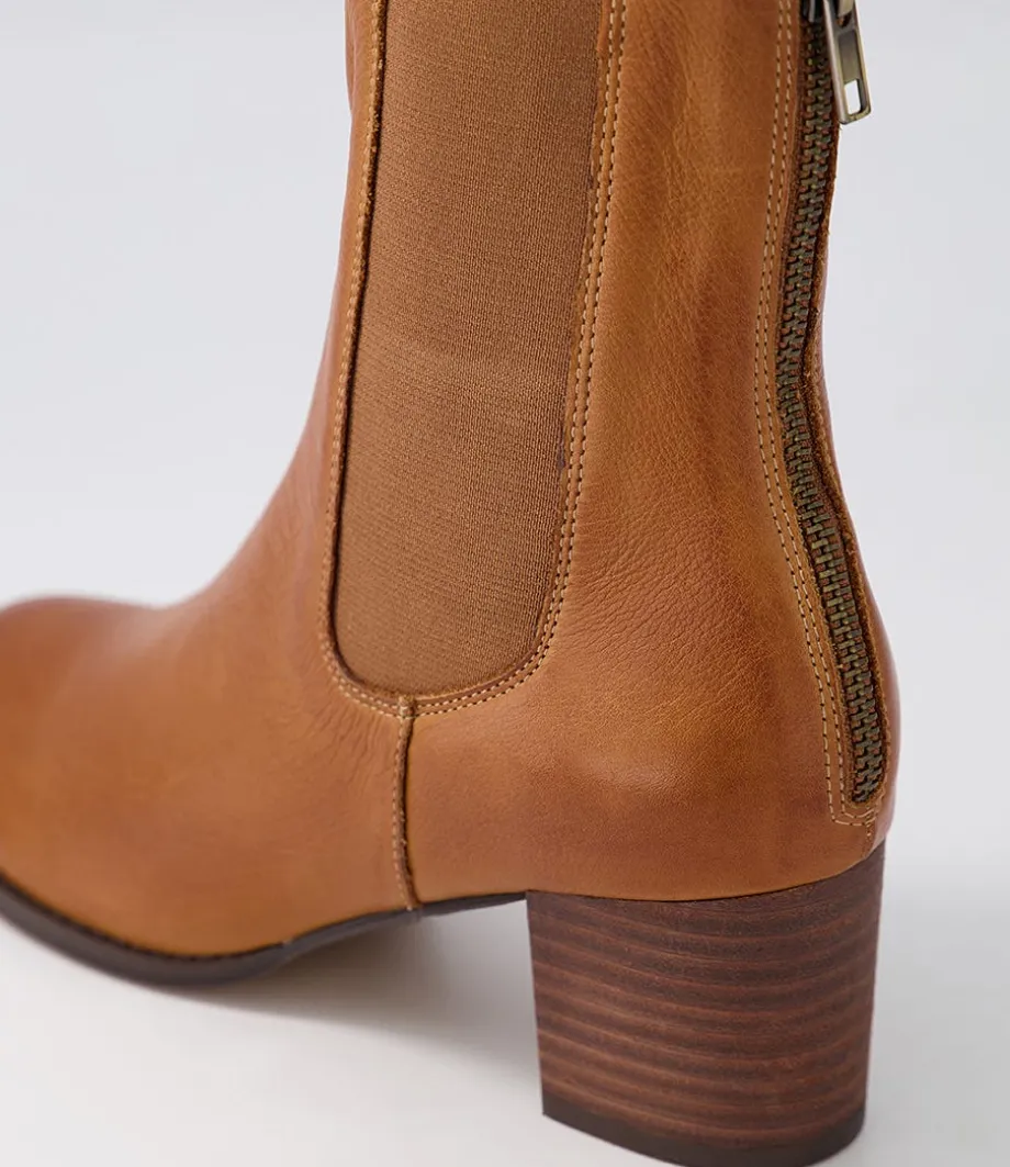 Sebasy New Tan Choc Leather Chelsea Boots