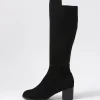 Setley Black Suede Stretch Microsuede Knee High Boots