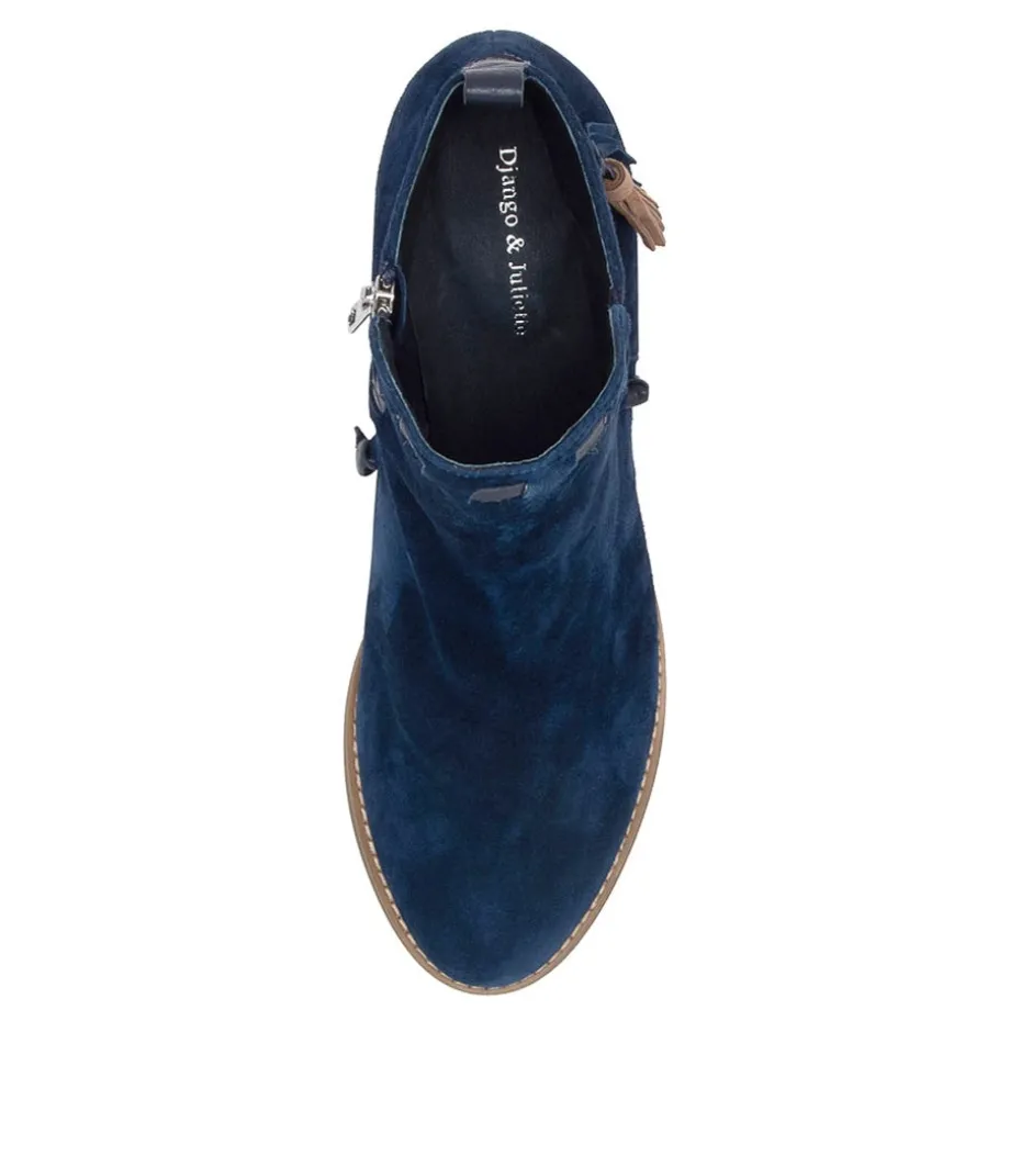 Shamsa Navy Suede Ankle Boots