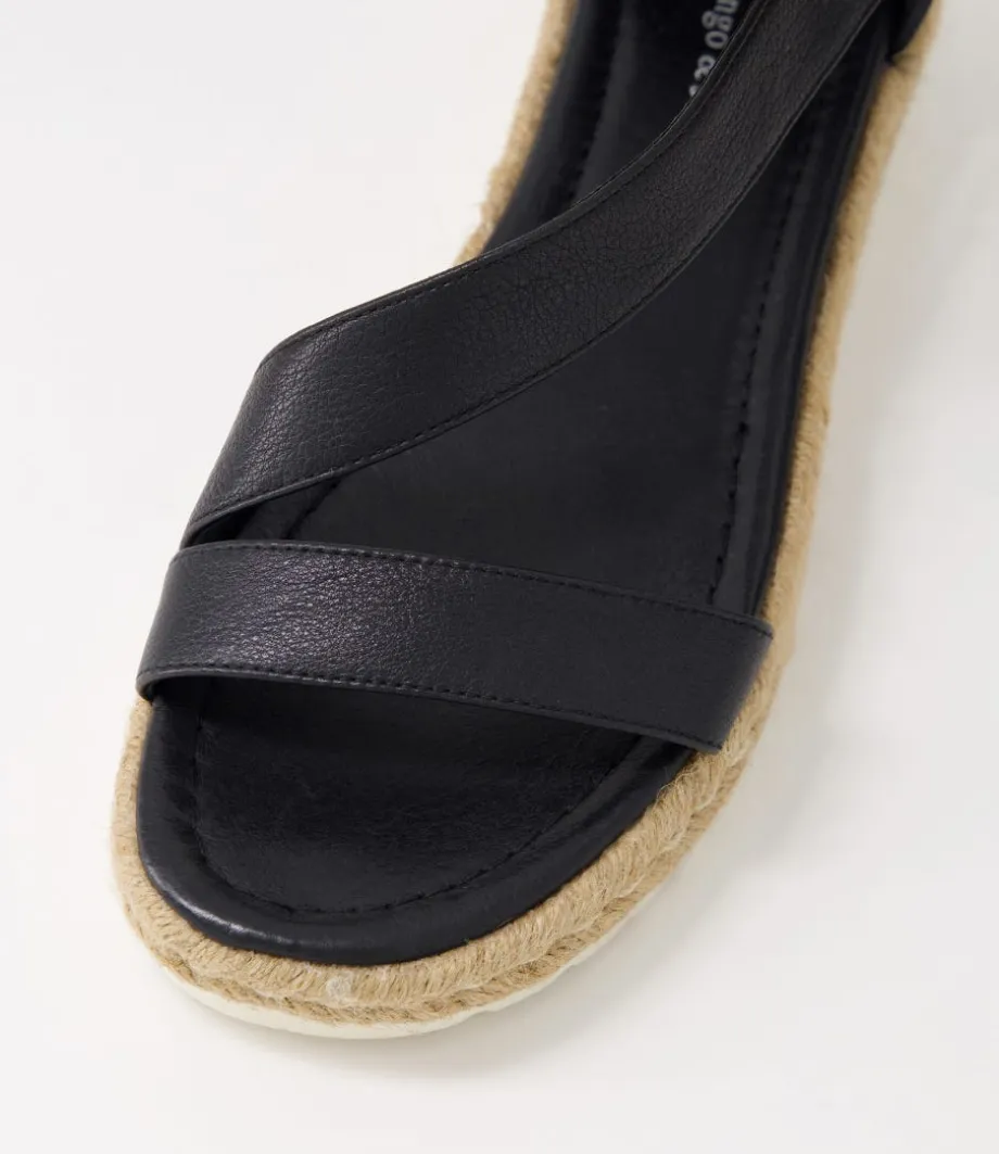 Sisel Black Natural Leather Buckle Espadrilles