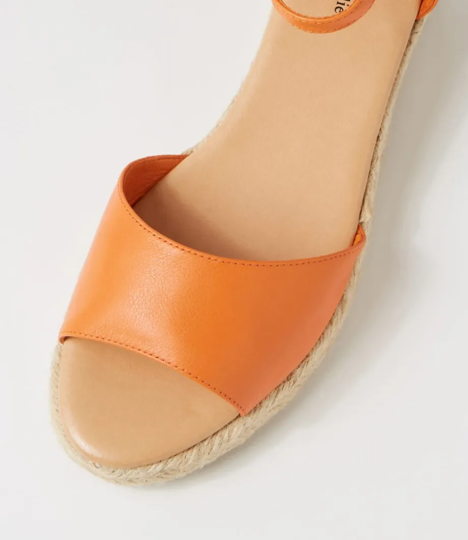Skip Lrg Orange Natural Rope Leather Espadrilles