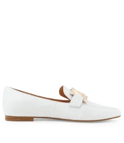 Socoro White Leather Loafers
