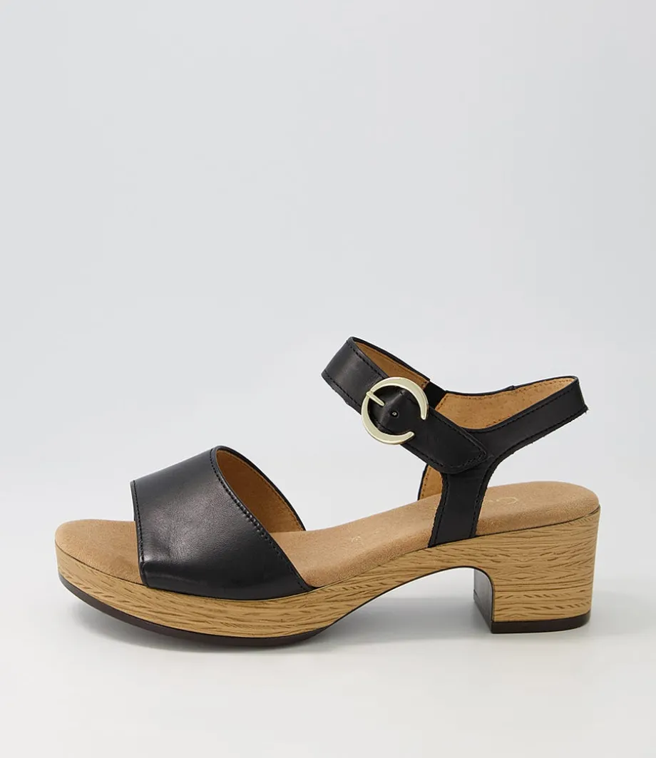 Solche Schwarz Gold Leather Sandals