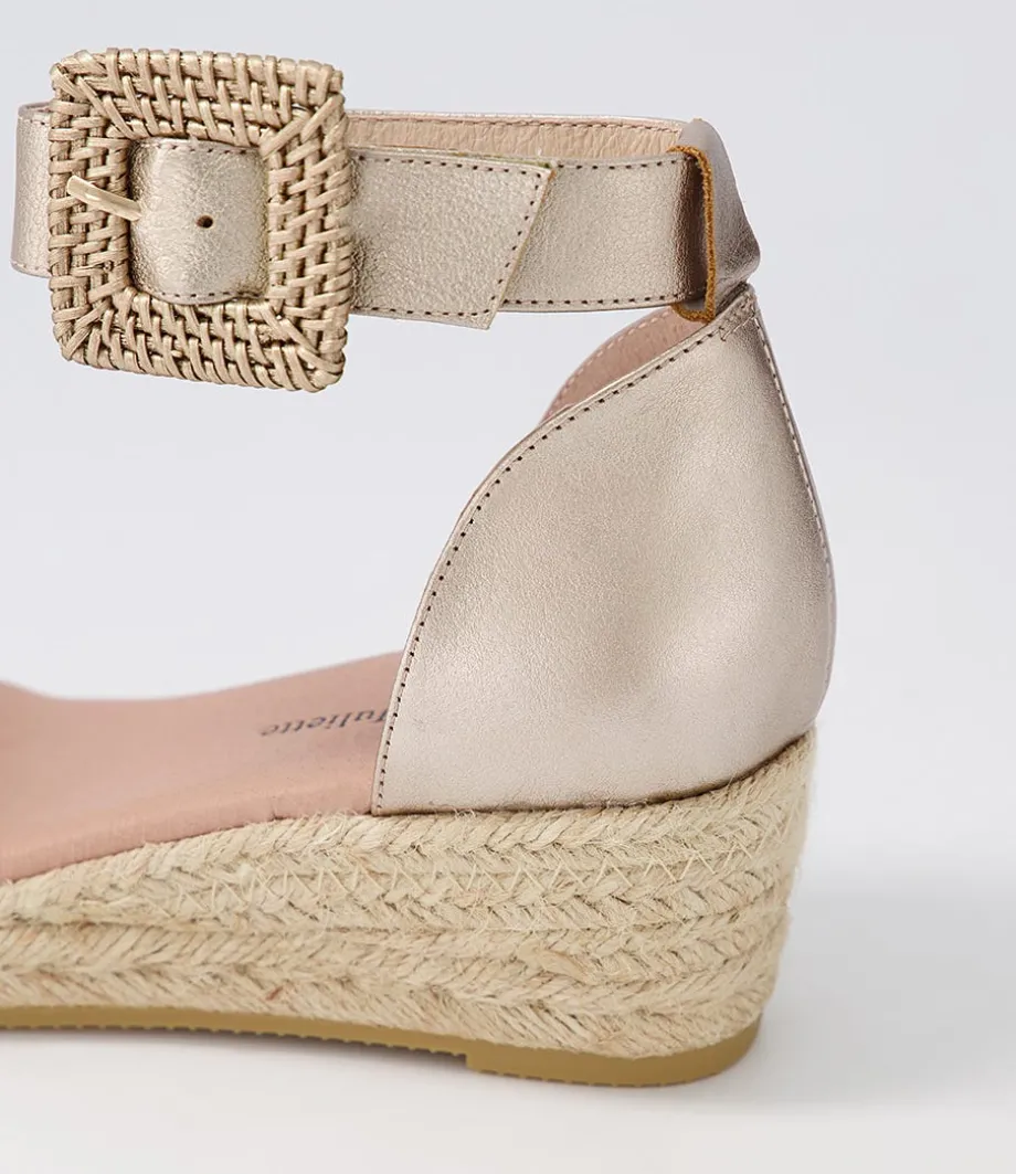Sprout Champagne Leather Buckle Espadrilles