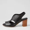 Sunnier New Black Natural Heel Leather Sandals