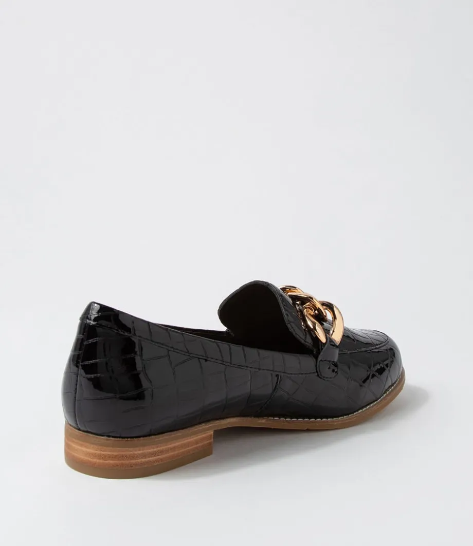 Tamest Xf Black Patent Croc Flat Shoes