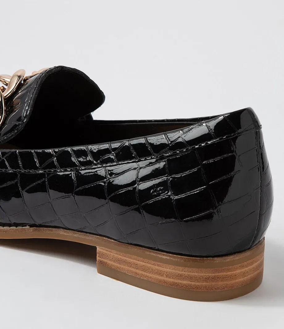 Tamest Xf Black Patent Croc Flat Shoes