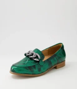 Tamest Xf Emerald Patent Croc Flat Shoes