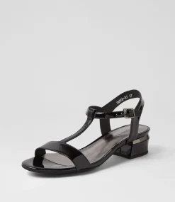 Taner Black Patent Leather Sandals