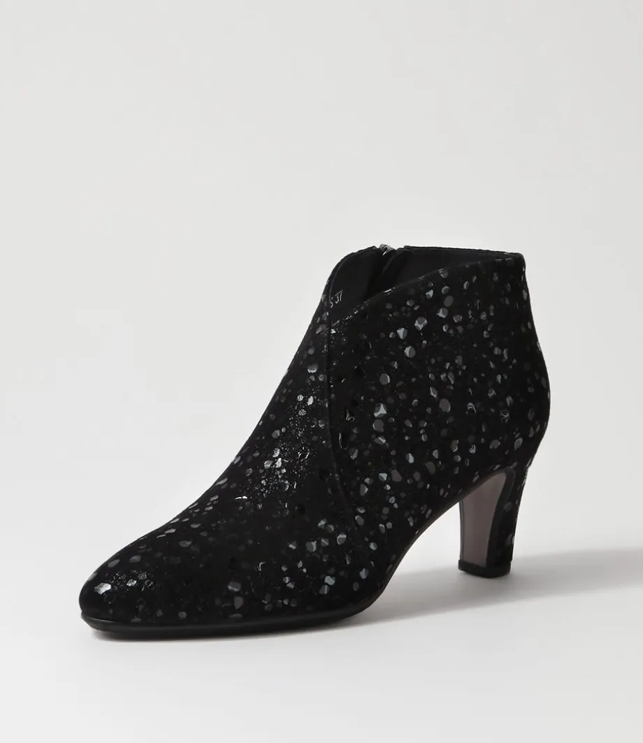 Templess Black Sparkle Suede Ankle Boots