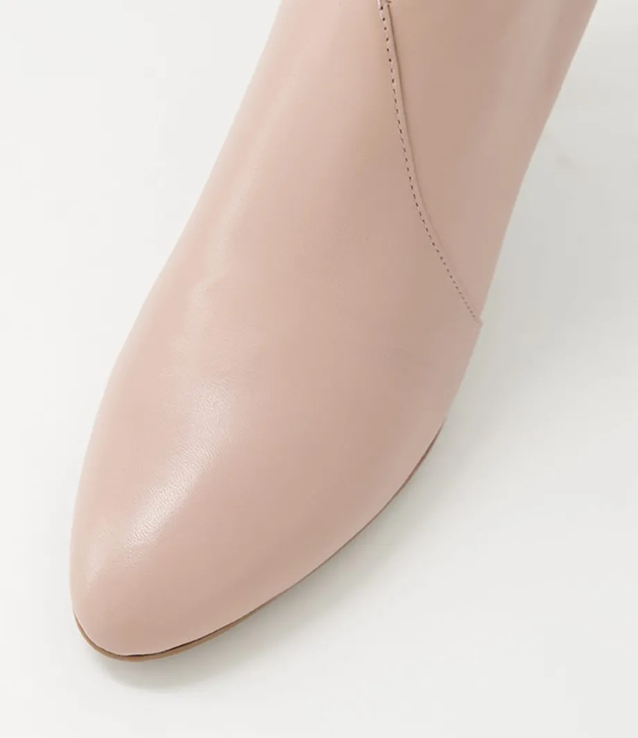 Templess Nude Leather Ankle Boots