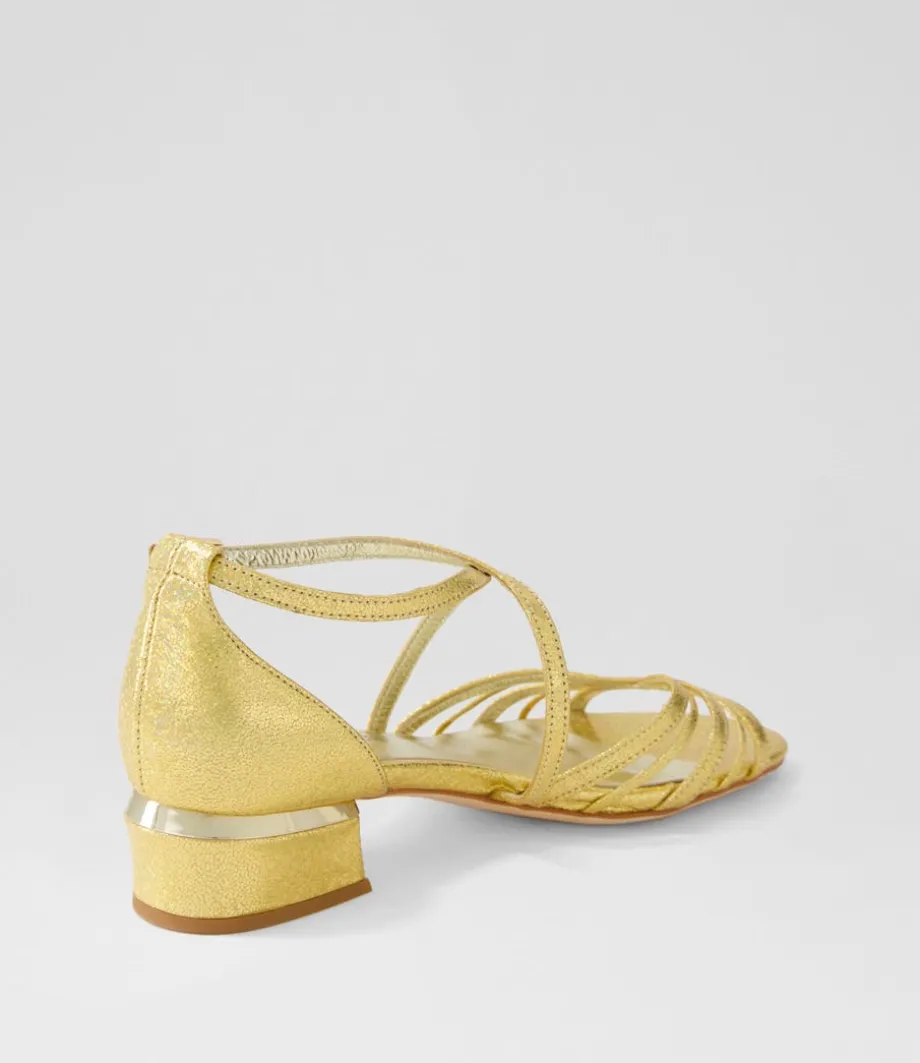 Tenna Gold Glam Leather Sandals
