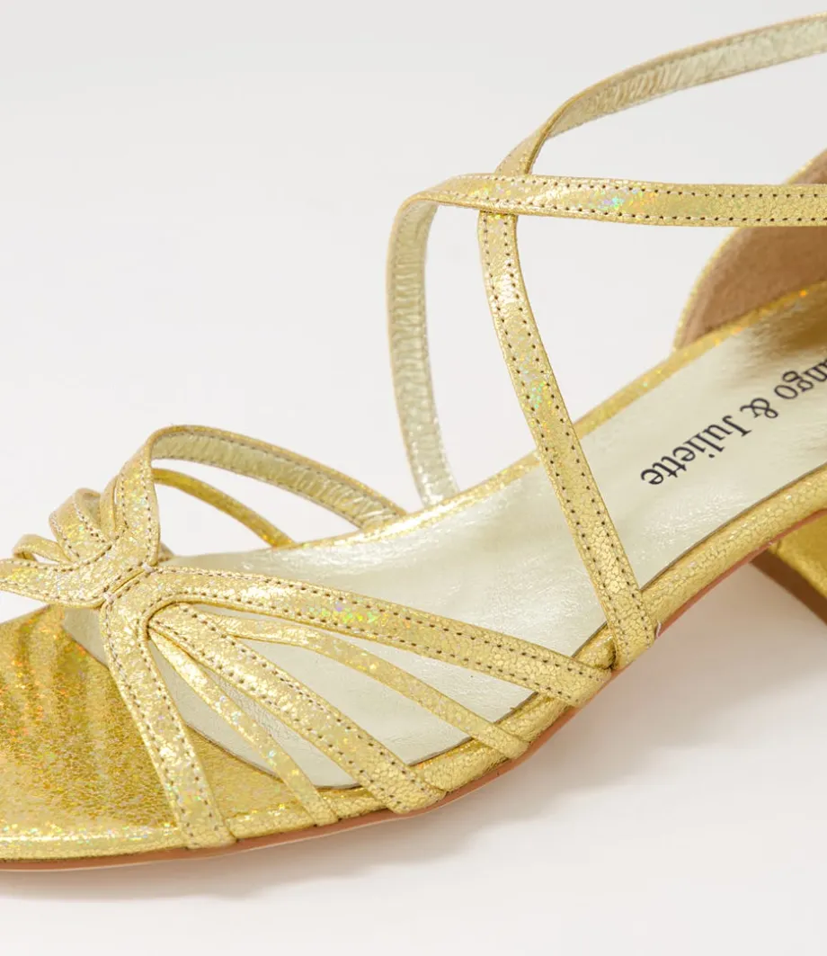 Tenna Gold Glam Leather Sandals
