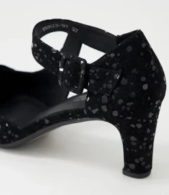 Tunis Black Sparkle Suede Mary Jane Heels