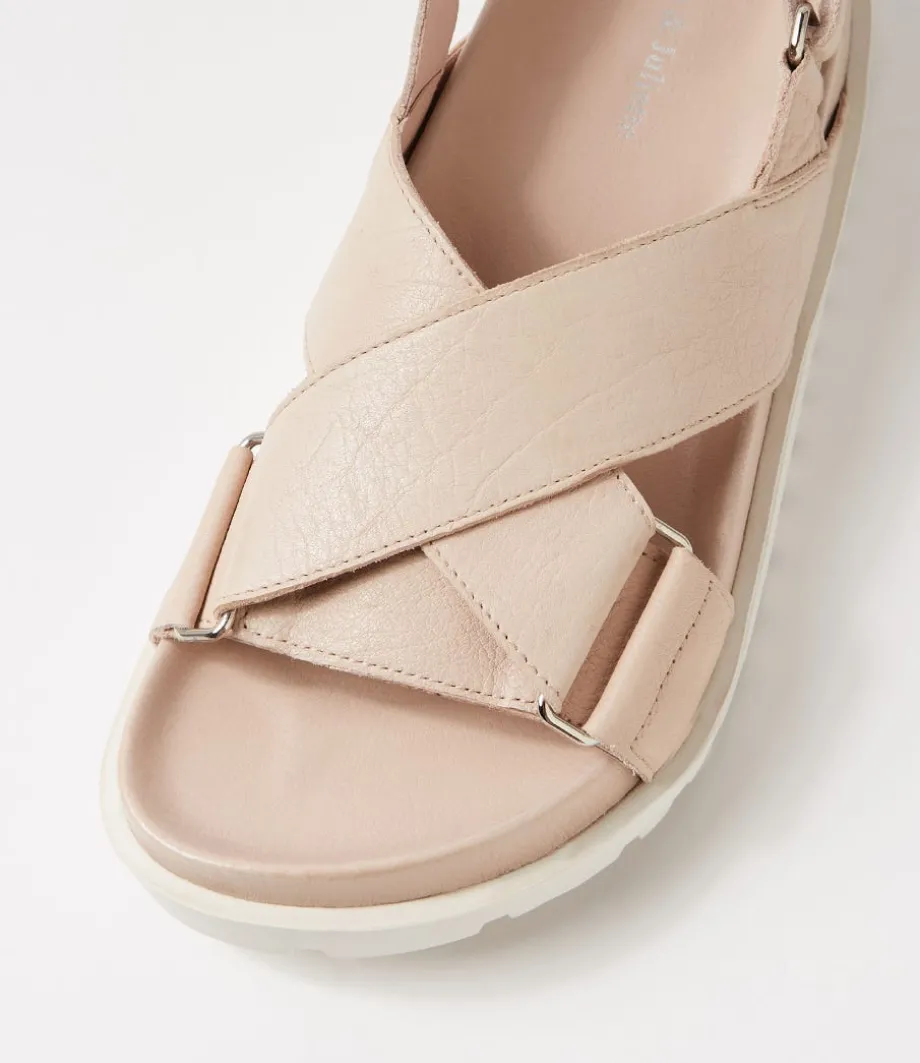 Ubari Nude White Leather Sandals