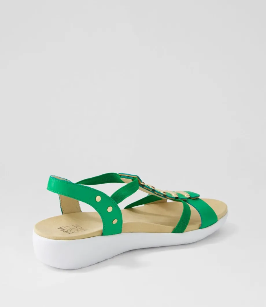 Ulover W Bright Emerald Leather Elastic Sandals