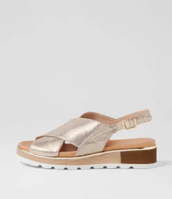 Ulrika Champagne Lizard Leather Sandals