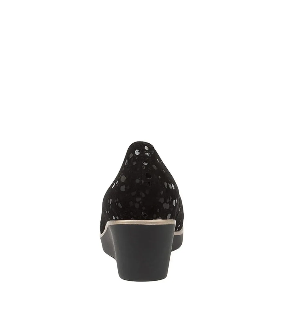 Umme Black Sparkle Suede Wedges