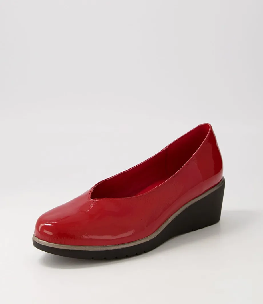 Umme Dark Red Patent Leather Wedges