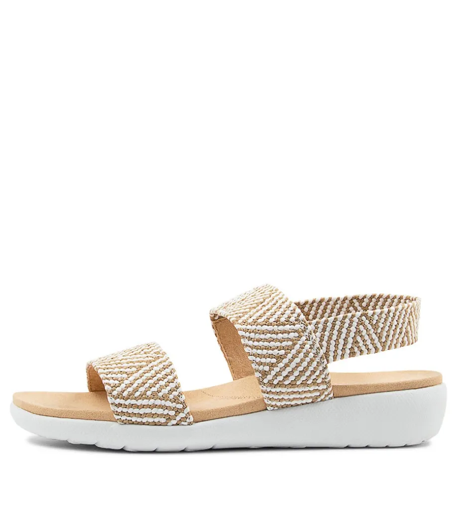 Usaid W Natural White Woven Elastic Sandals