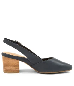 Veera Xw Navy Leather Heels