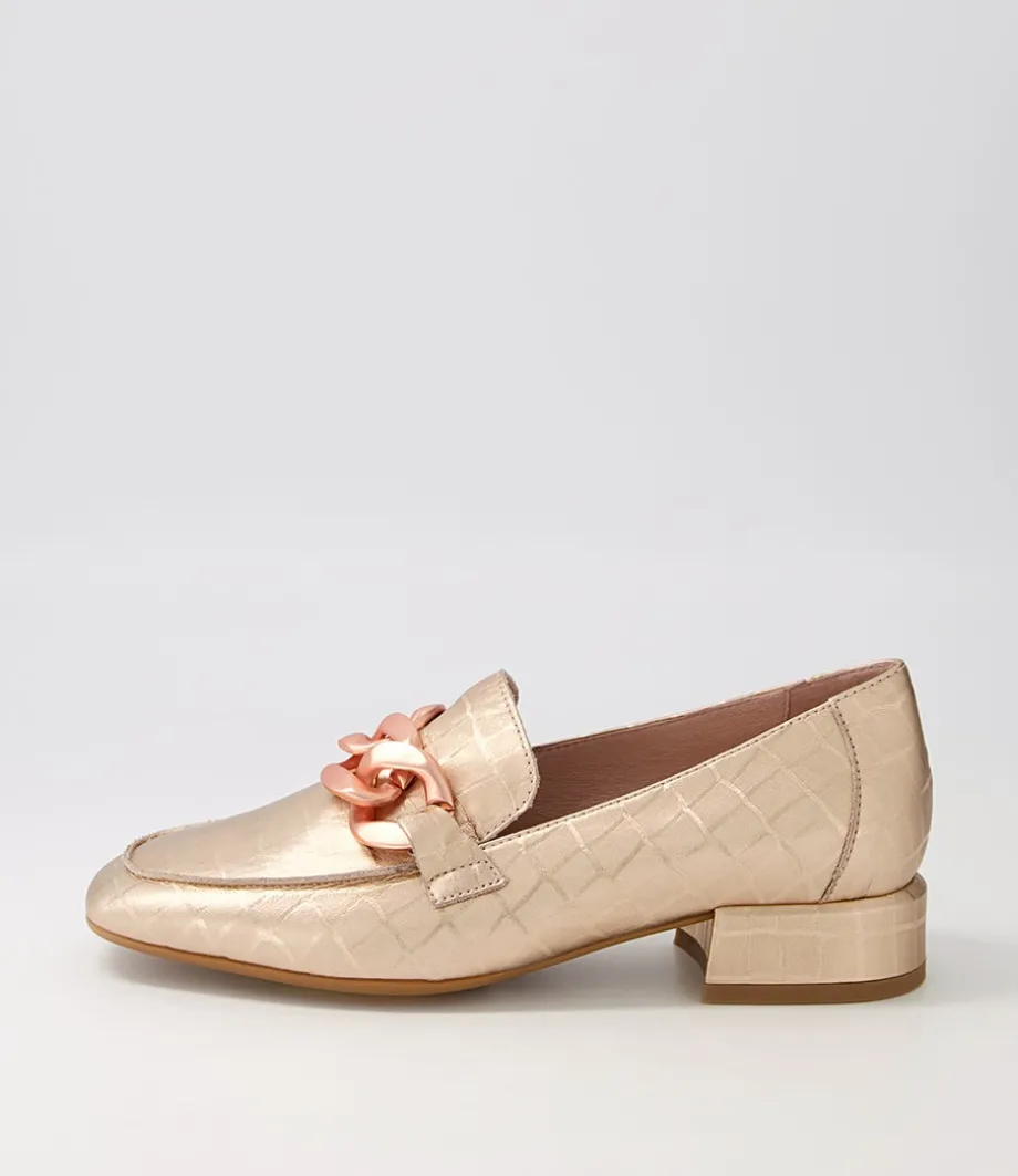 Vivandy Rose Gold Croc Leather Heels