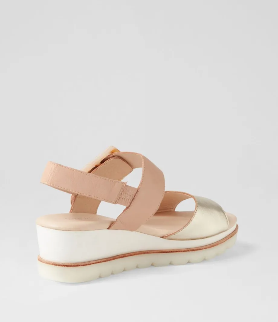 Wacie Pale Gold Dark Nude Leather Sandals