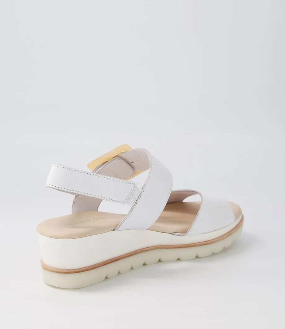 Wacie White Leather Sandals