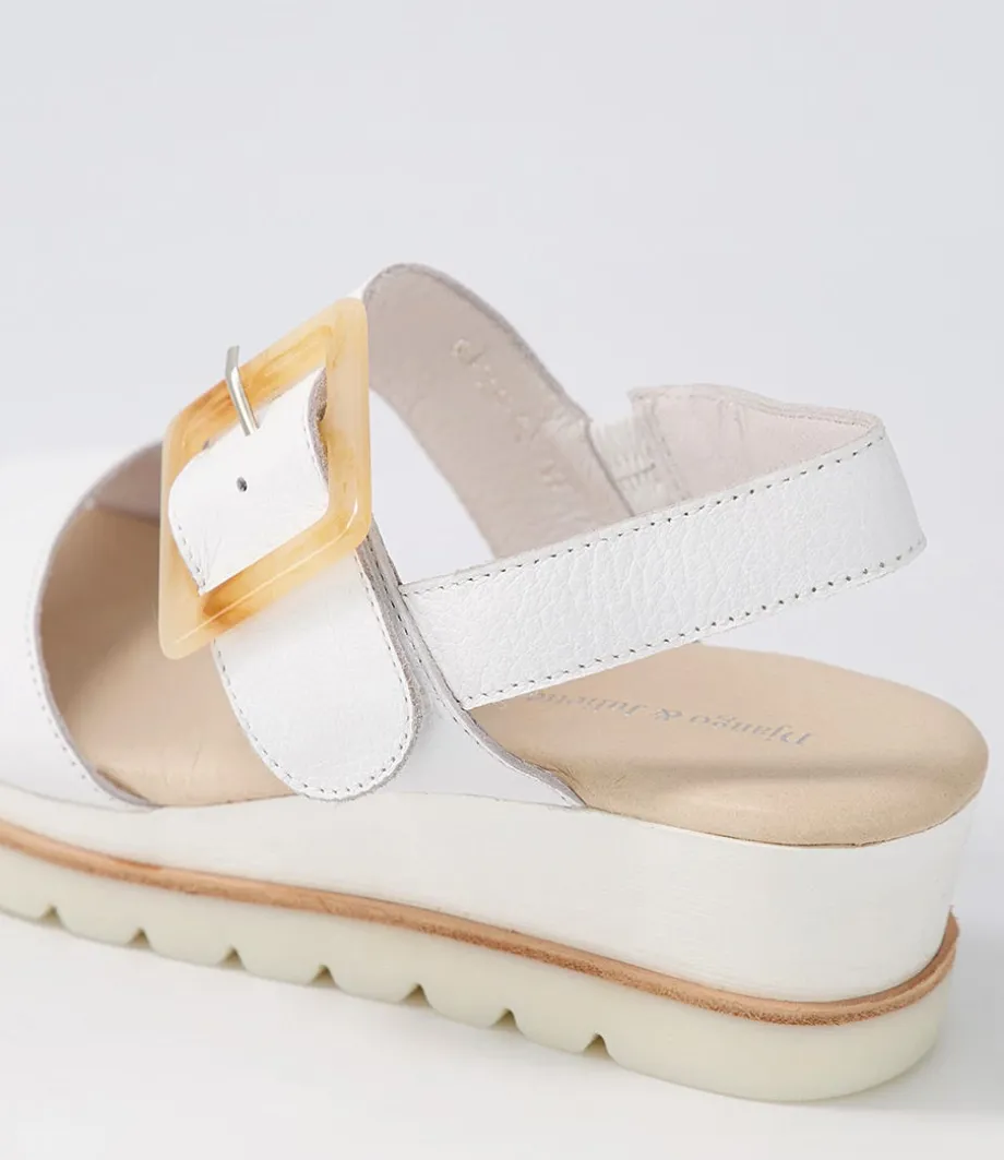 Wacie White Leather Sandals
