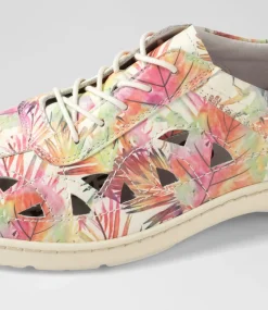 Watkin Xf Multi Palms Beige Leather Sneakers