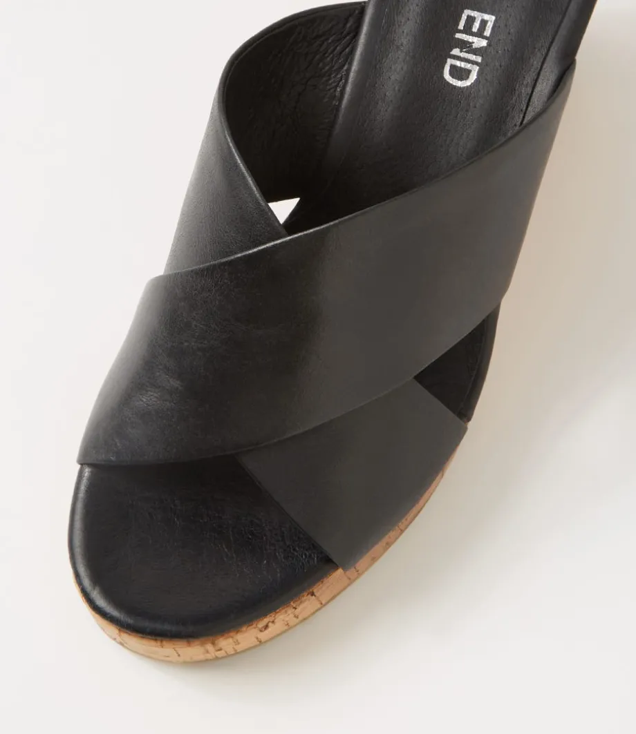 Wevie Black Leather Sandals
