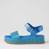 Wilburt Blue Emerald Stripe Leather Sandals