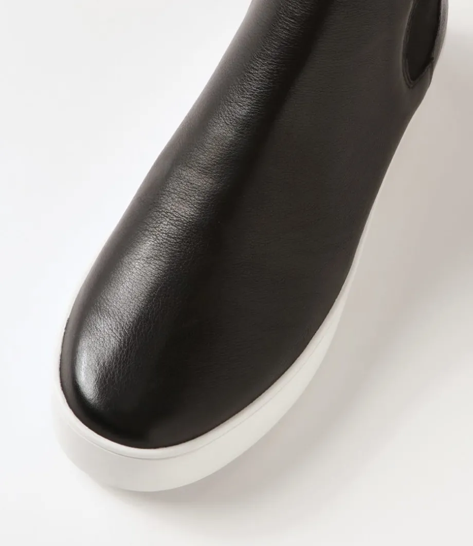 Wylder Black White Leather Elastic Chelsea Boots