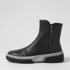 Yeliza Black White Leather Ankle Boots