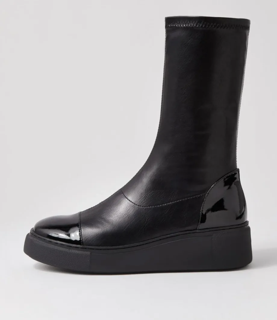 Yiggy Black Patent Stretch Calf Boots