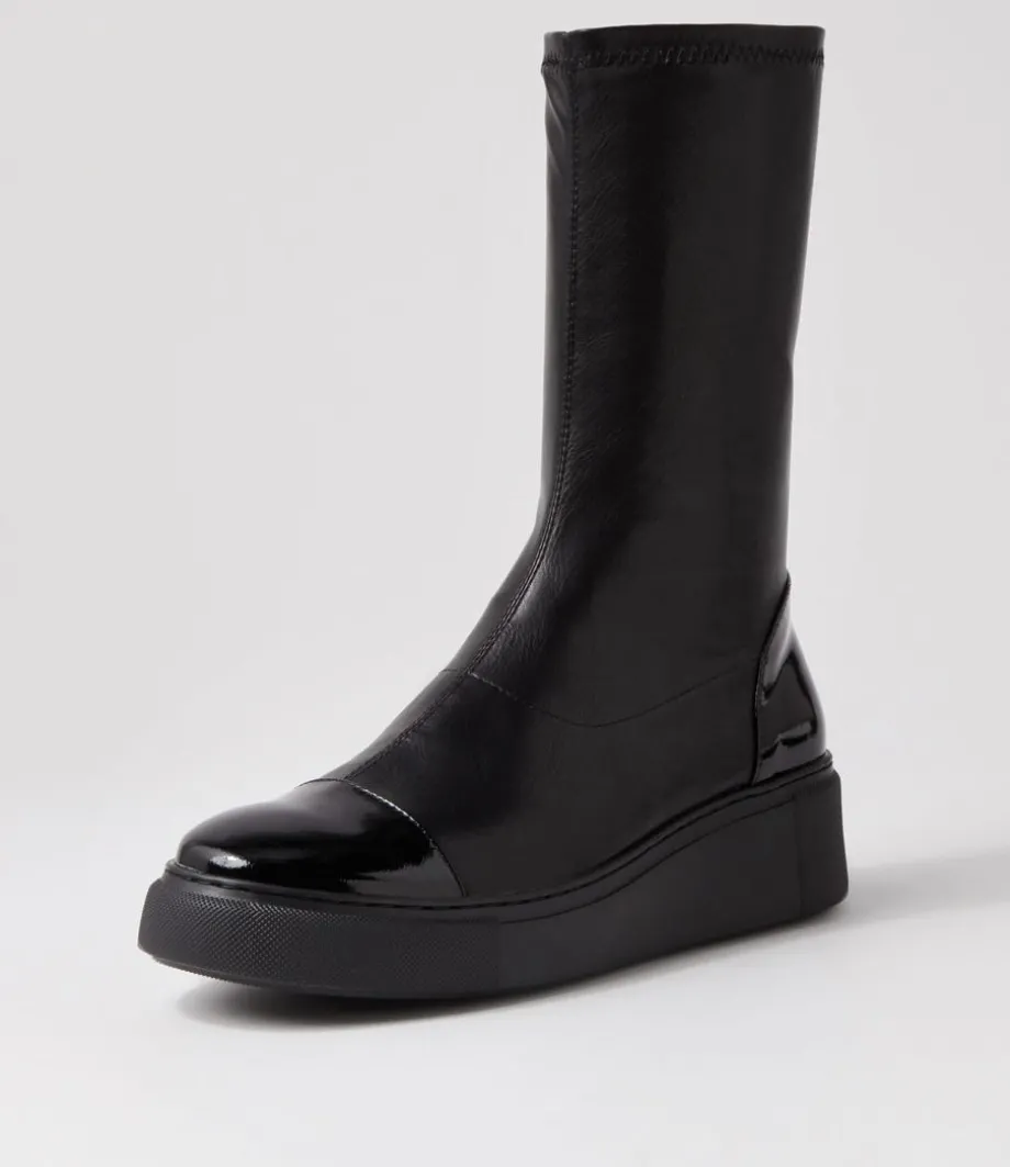 Yiggy Black Patent Stretch Calf Boots