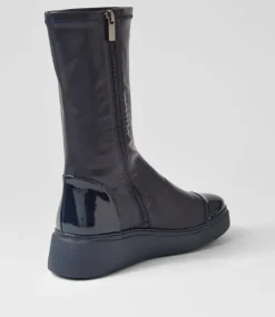 Yiggy Navy Patent Stretch Calf Boots