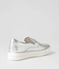 Yinnit Silver White Leather Sneakers
