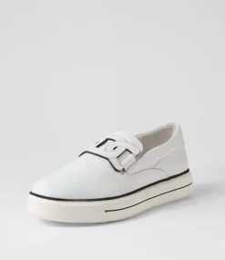 Yinnit White Black Leather Sneakers