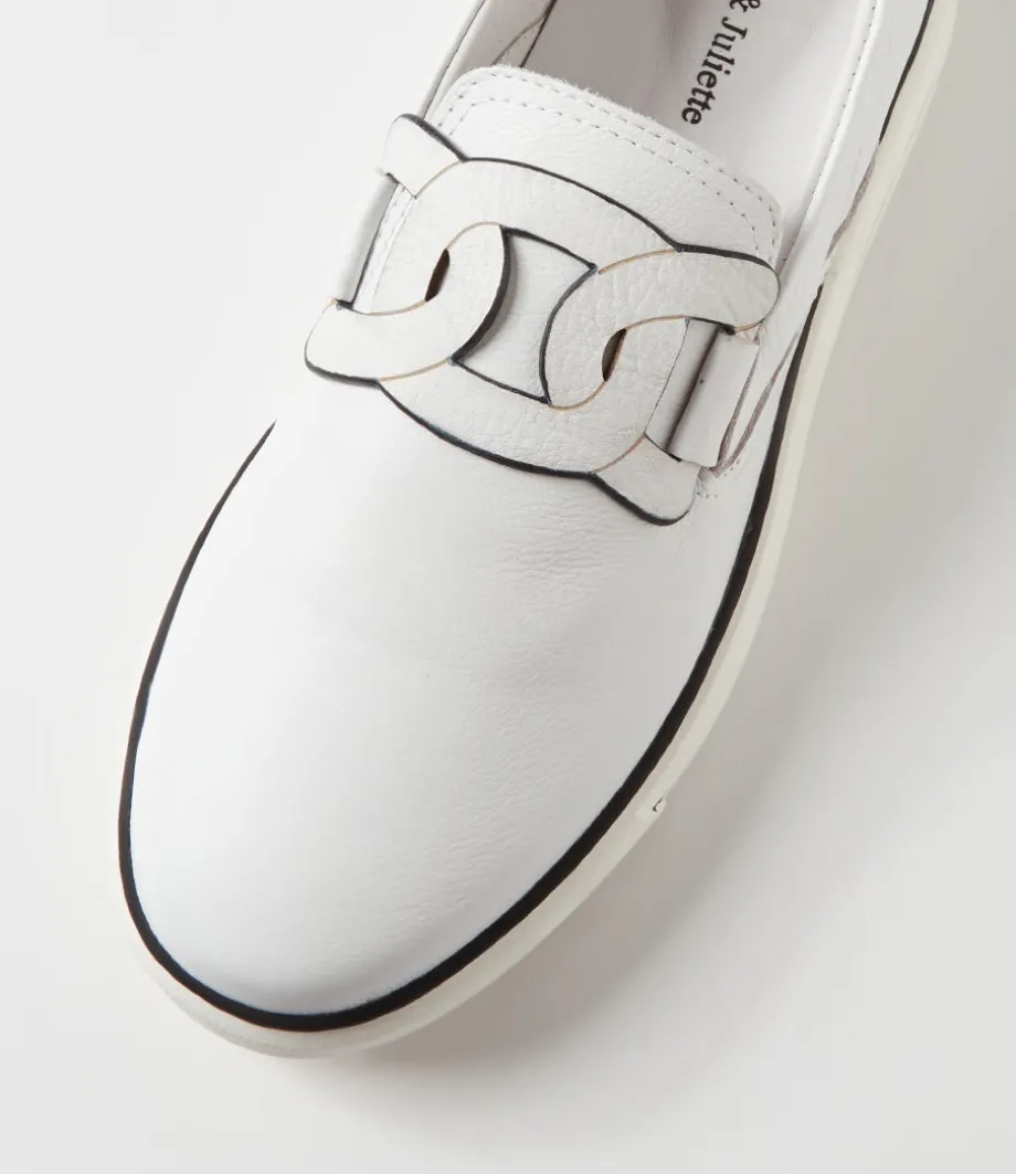 Yinnit White Black Leather Sneakers