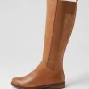 Youss Dark Tan Leather Knee High Boots