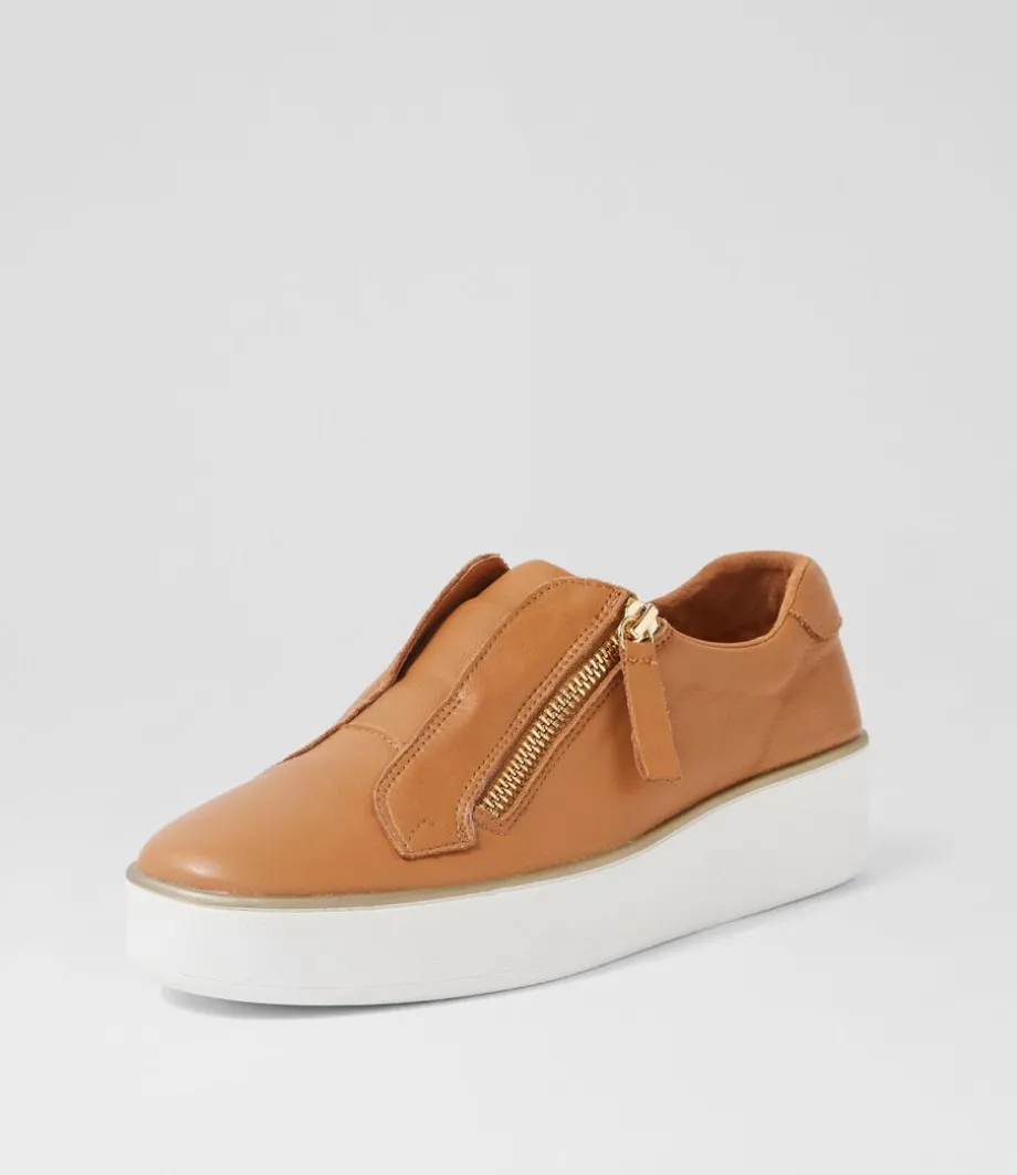 Zikta W Dark Tan White Leather Sneakers
