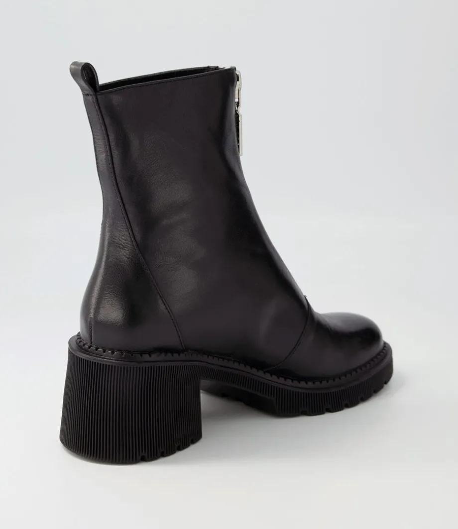 Zosia Black Leather Ankle Boots